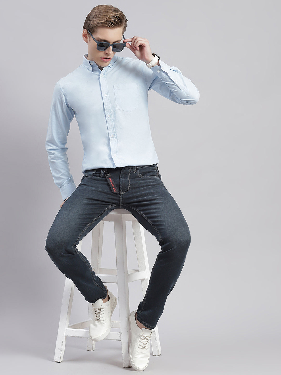 Buy Indigo Denim Pants Mid Rise Stretchable Men's Jeans Online at Bewakoof